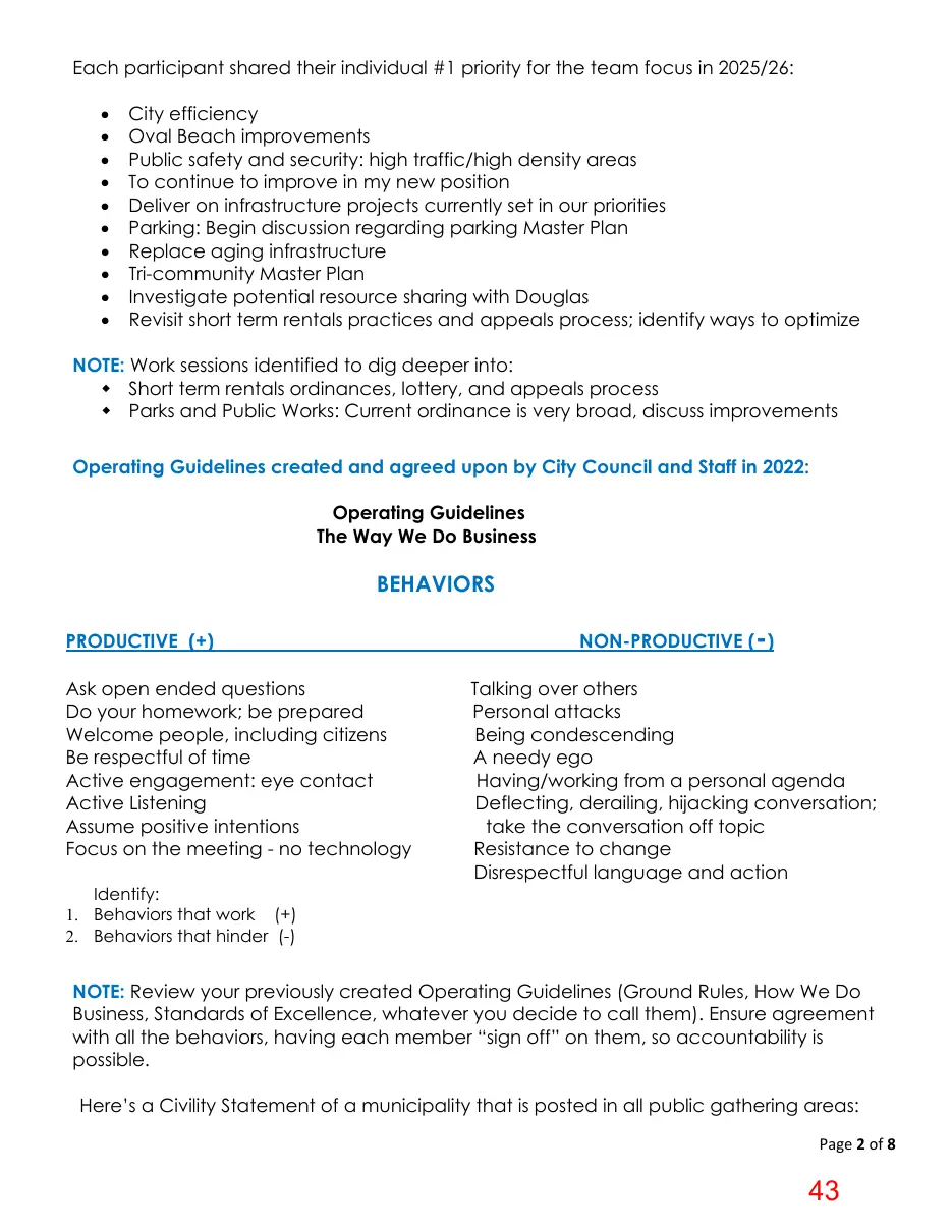 Page 43 of the packet; its text follows