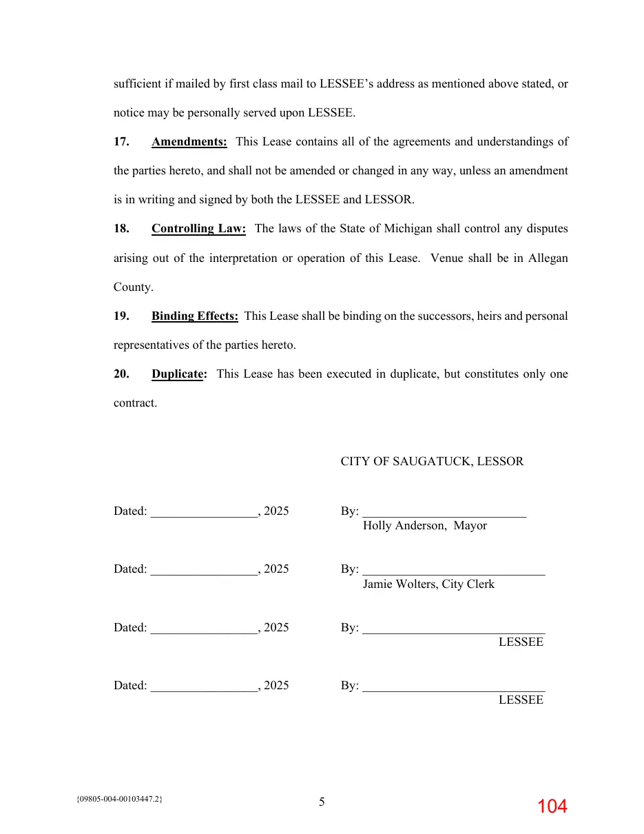 Page 104 of the packet; its text follows