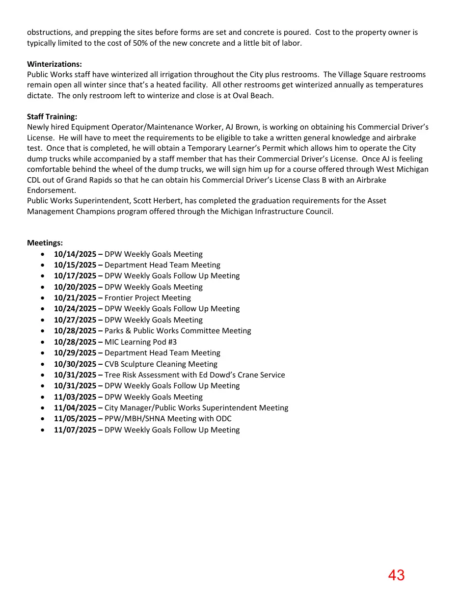 Page 43 of the packet; its text follows