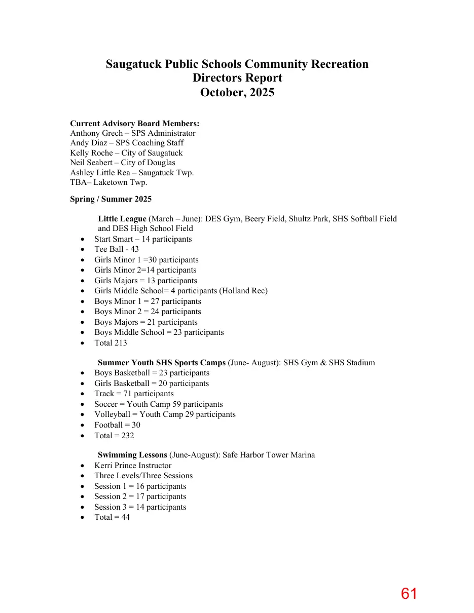 Page 61 of the packet; its text follows