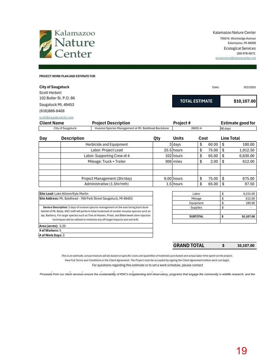 Page 19 of the packet; its text follows