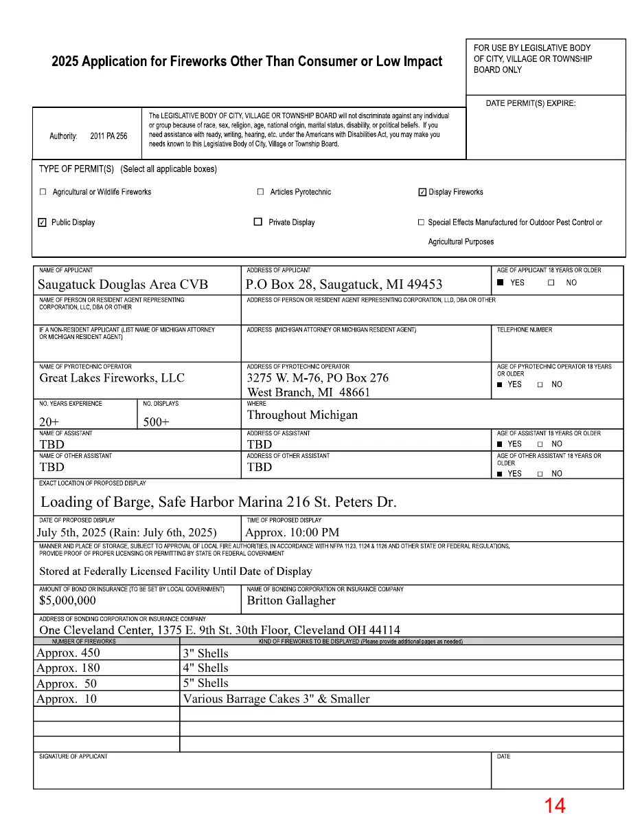 Page 14 of the packet; its text follows