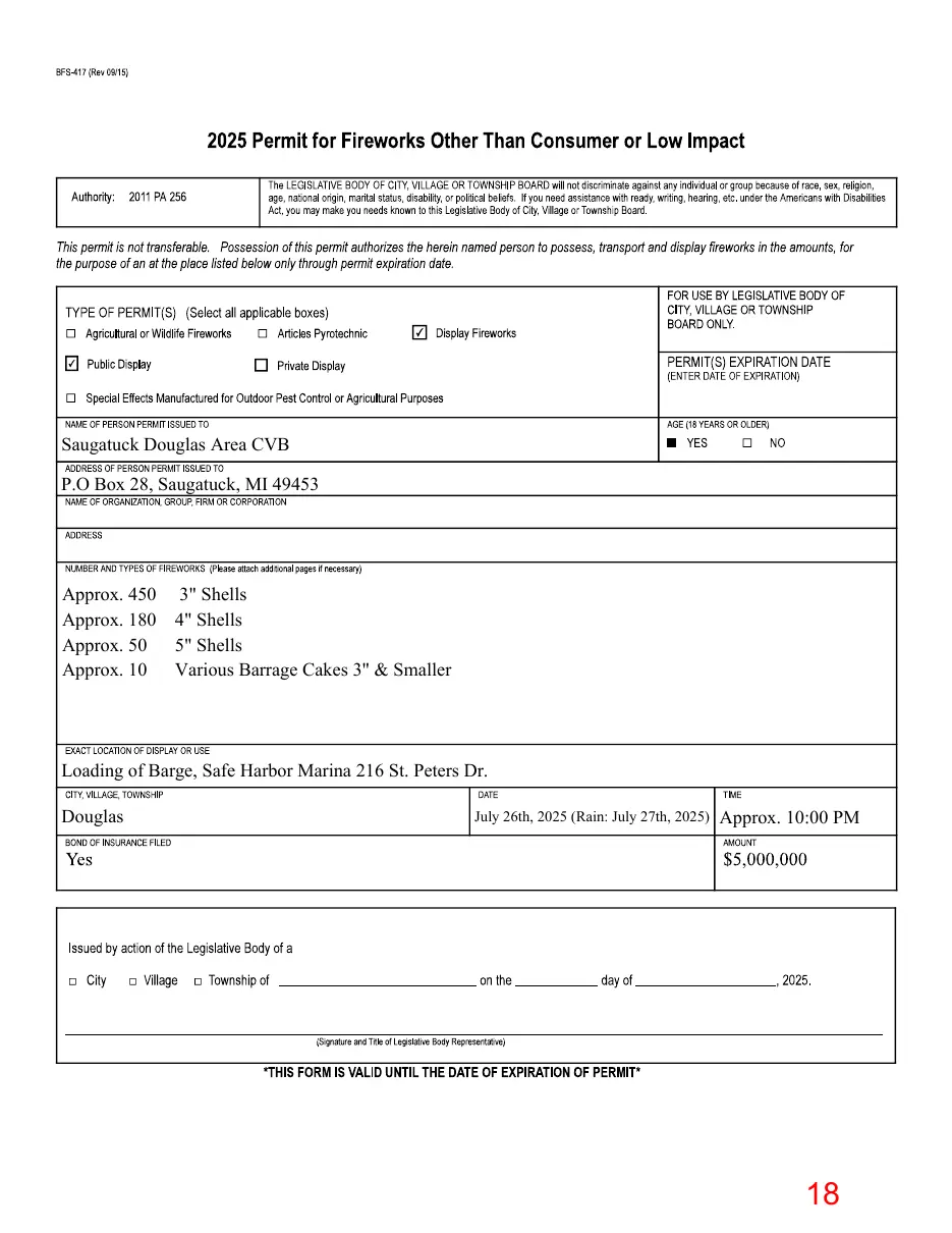 Page 18 of the packet; its text follows