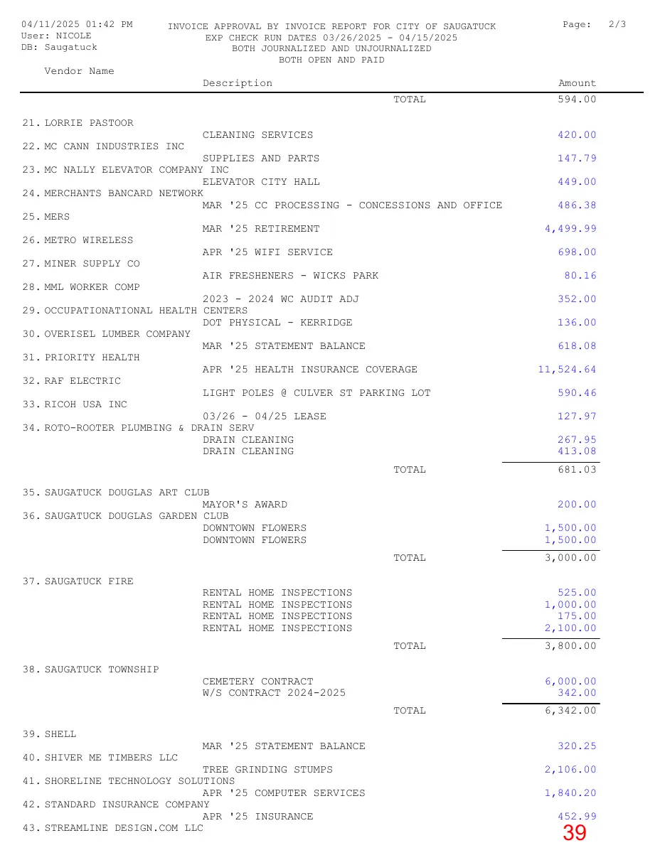 Page 39 of the packet; its text follows
