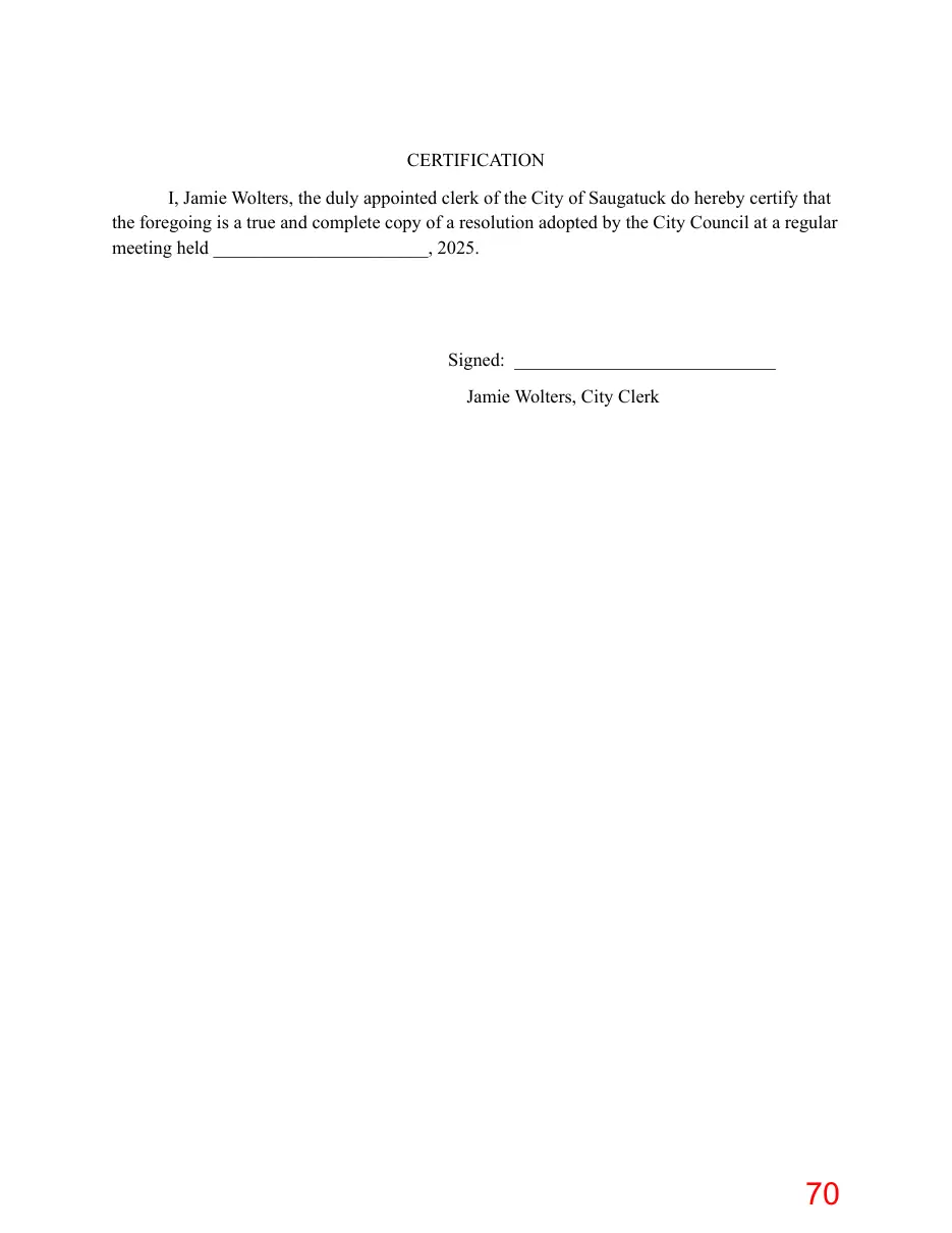 Page 70 of the packet; its text follows