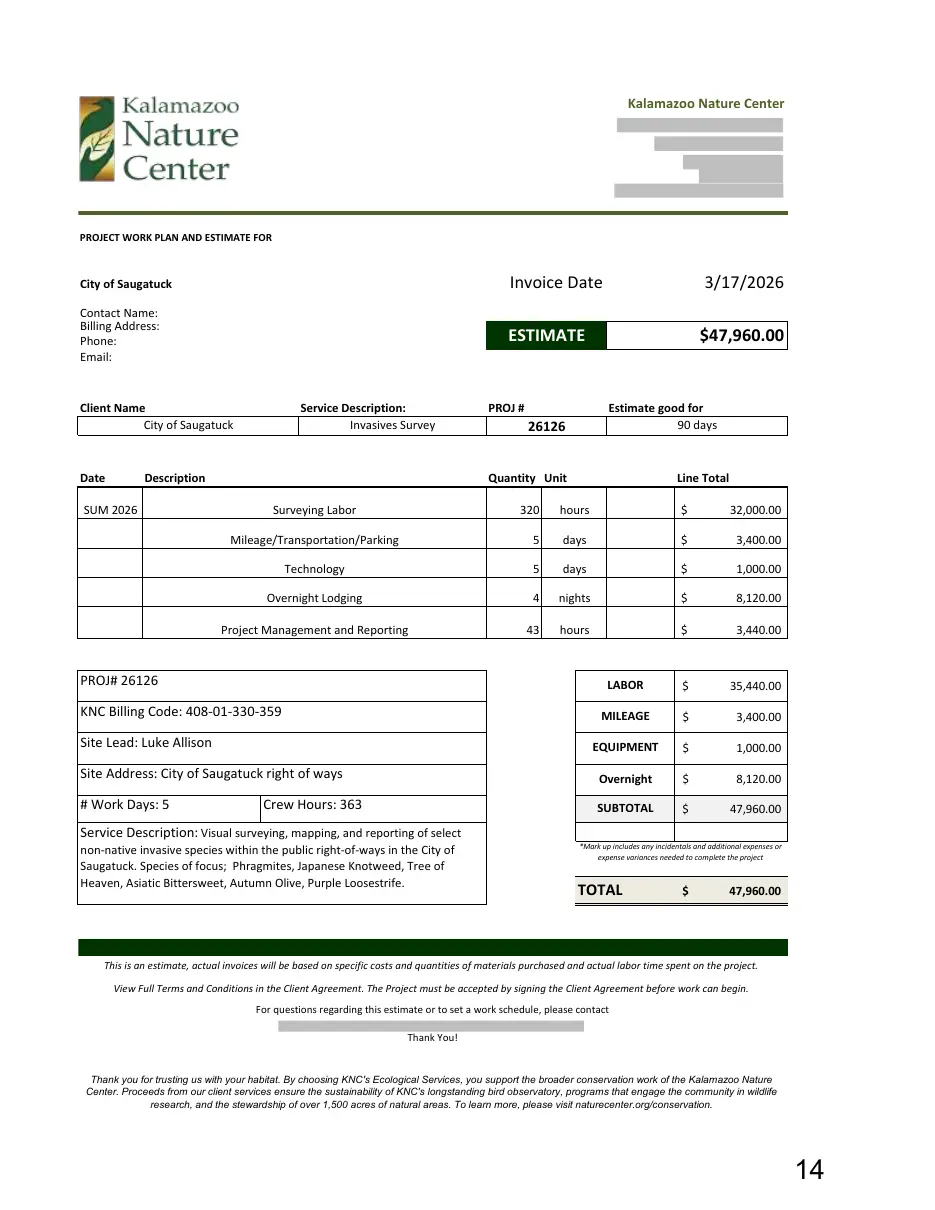 Page 14 of the packet; its text follows