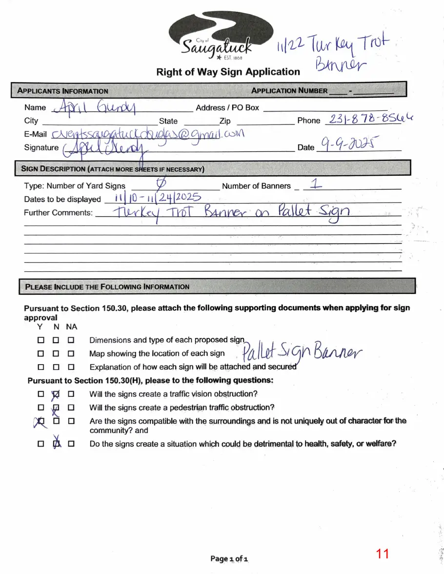 Page 11 of the packet, a scanned page
