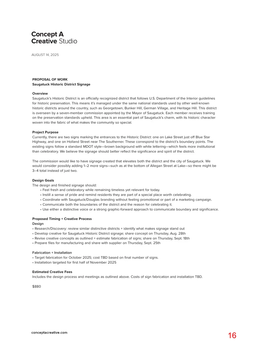 Page 16 of the packet; its text follows