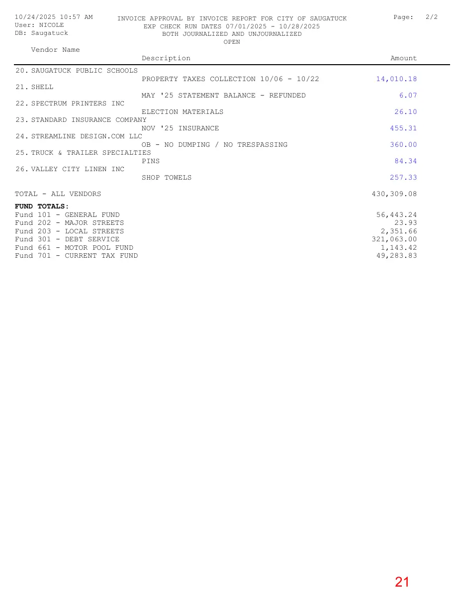 Page 21 of the packet; its text follows