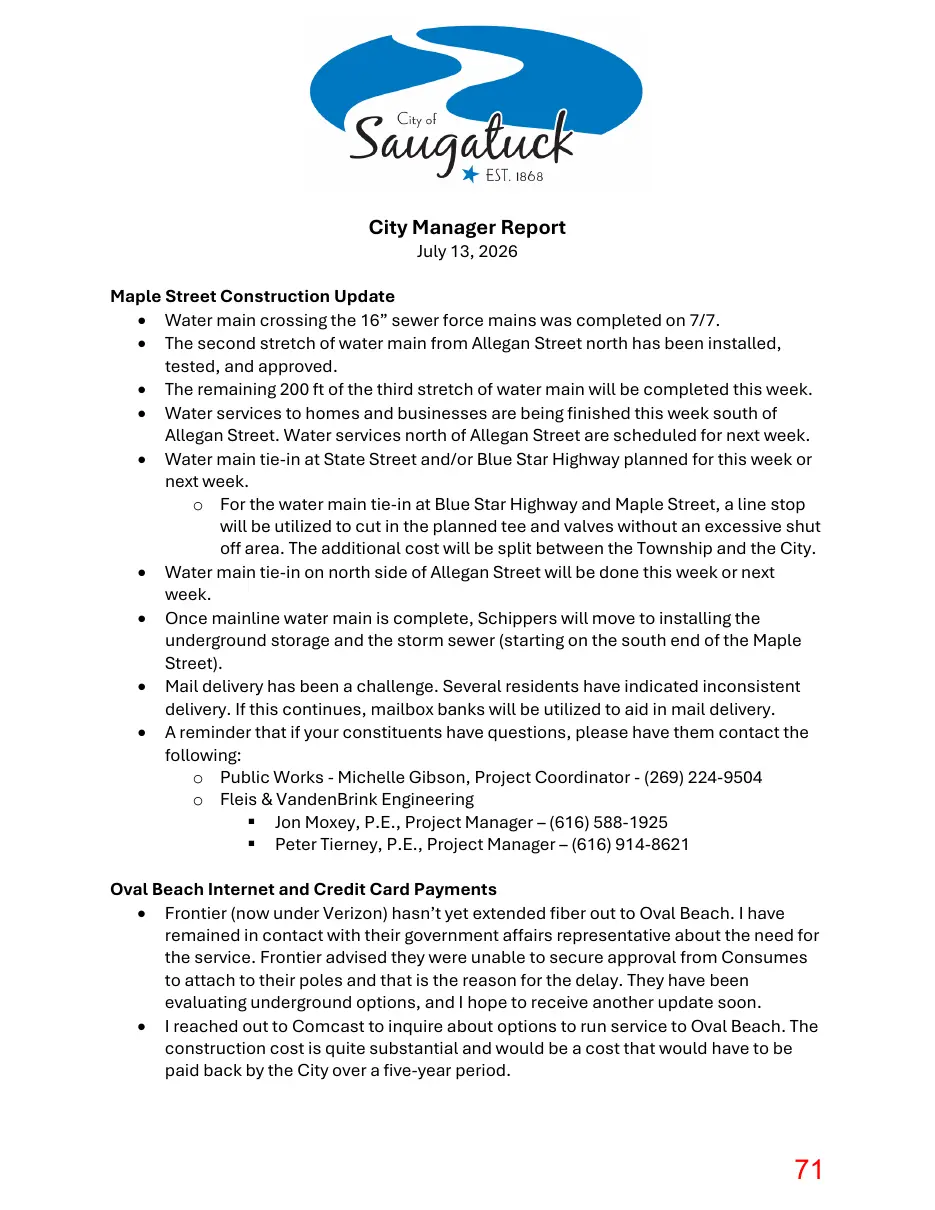 Page 71 of the packet; its text follows