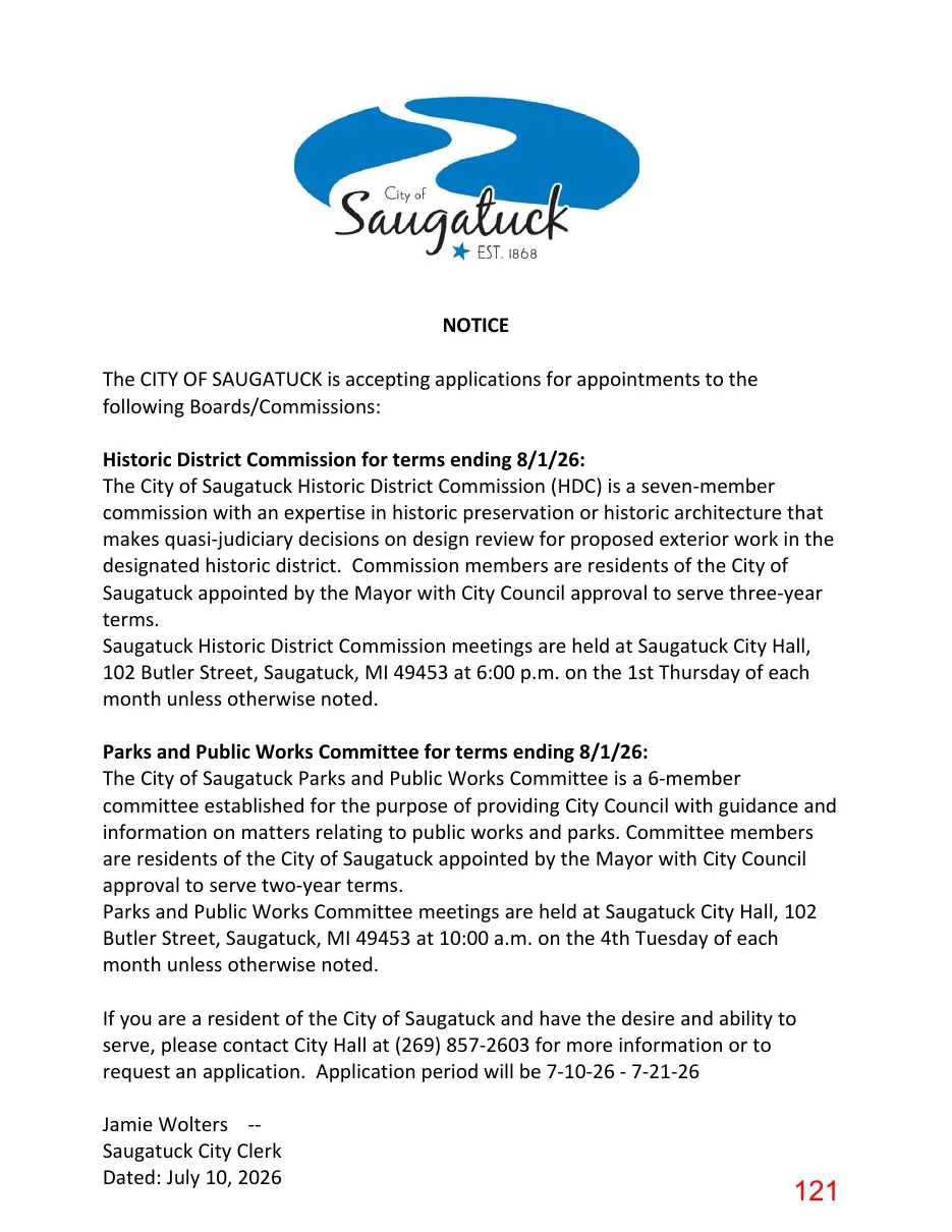 Page 121 of the packet; its text follows