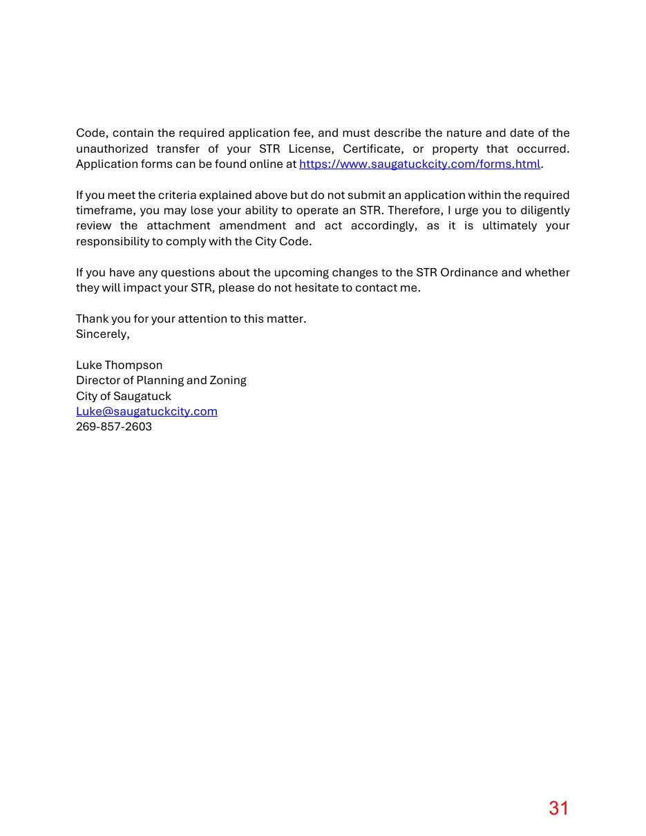 Page 31 of the packet; its text follows