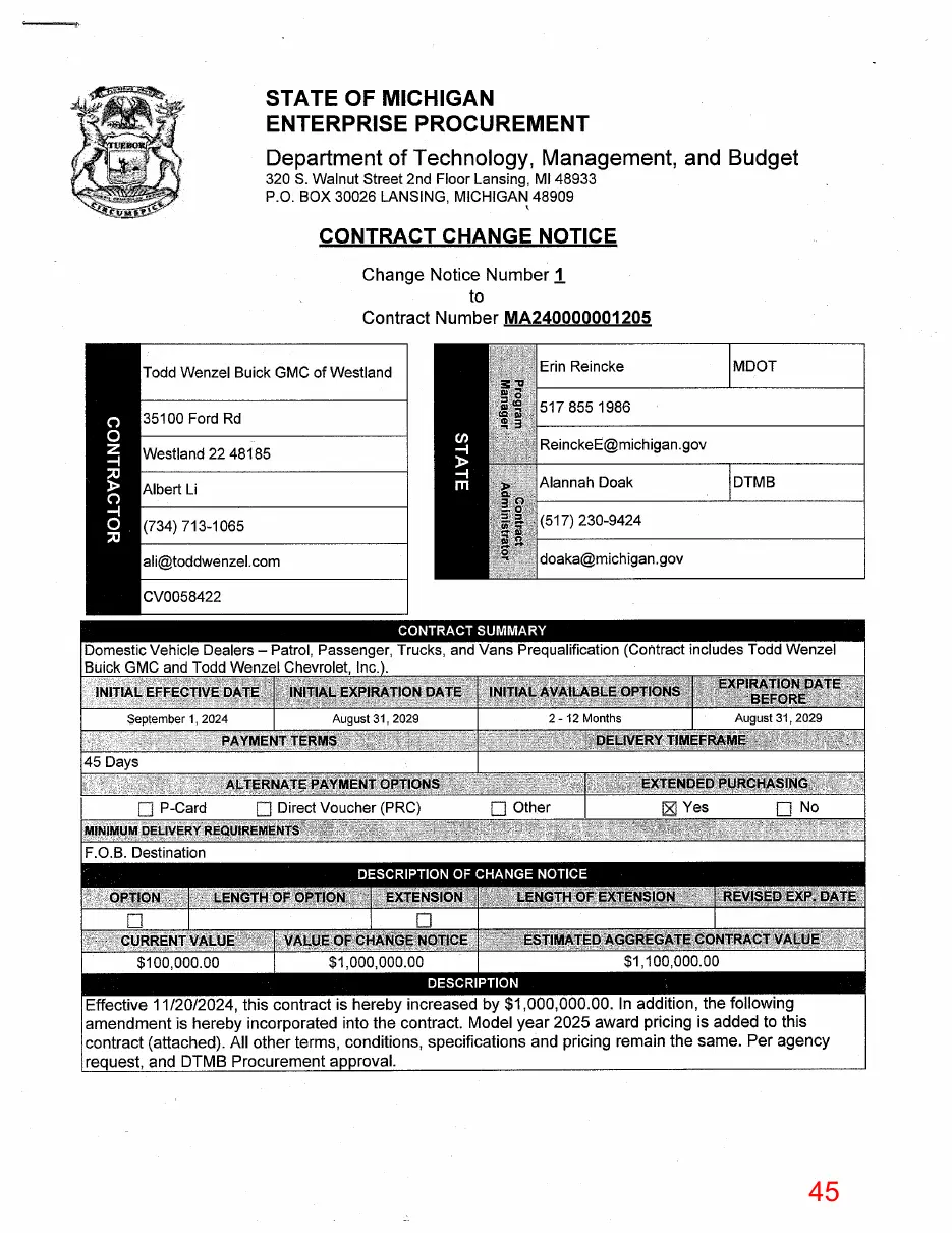Page 45 of the packet, a scanned page
