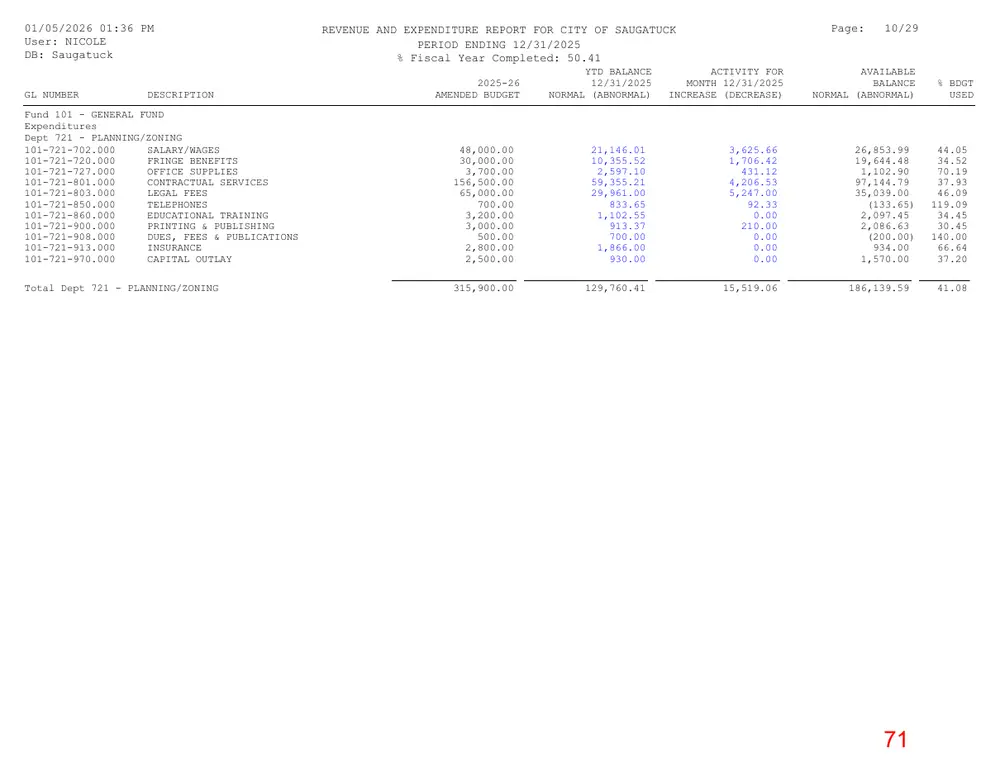 Page 71 of the packet; its text follows