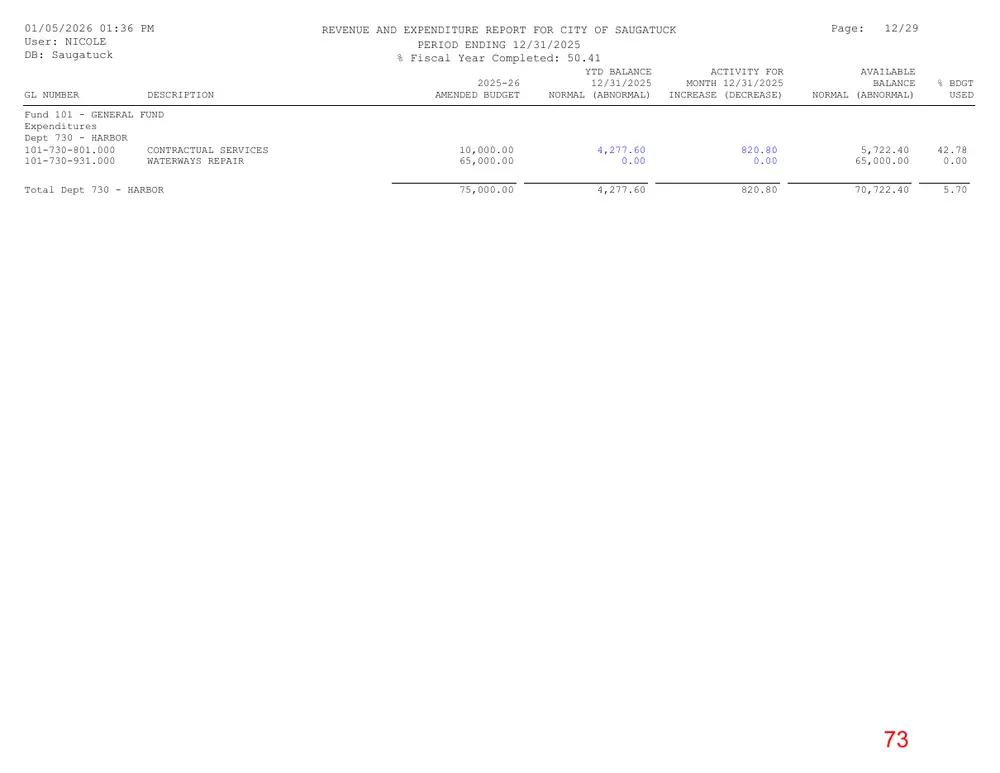 Page 73 of the packet; its text follows