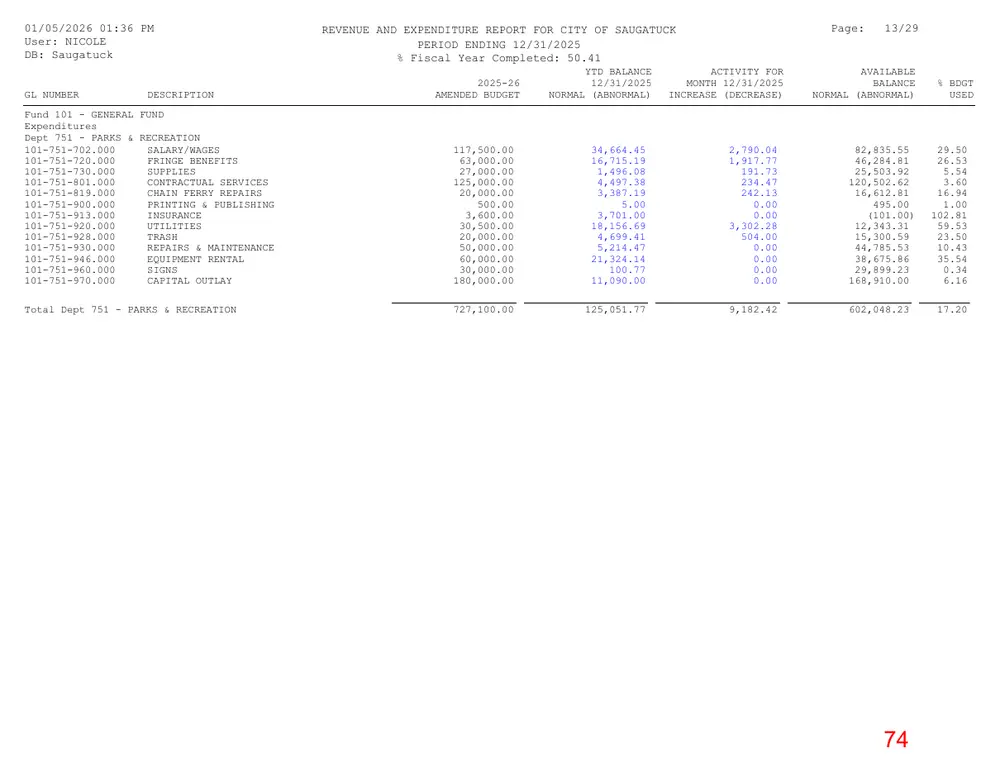 Page 74 of the packet; its text follows