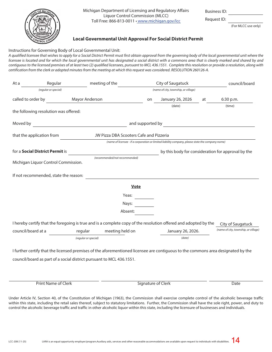 Page 14 of the packet; its text follows