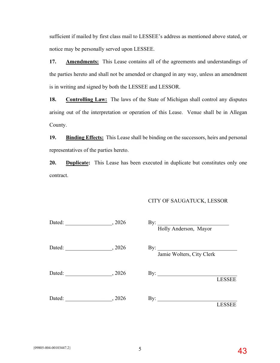 Page 43 of the packet; its text follows