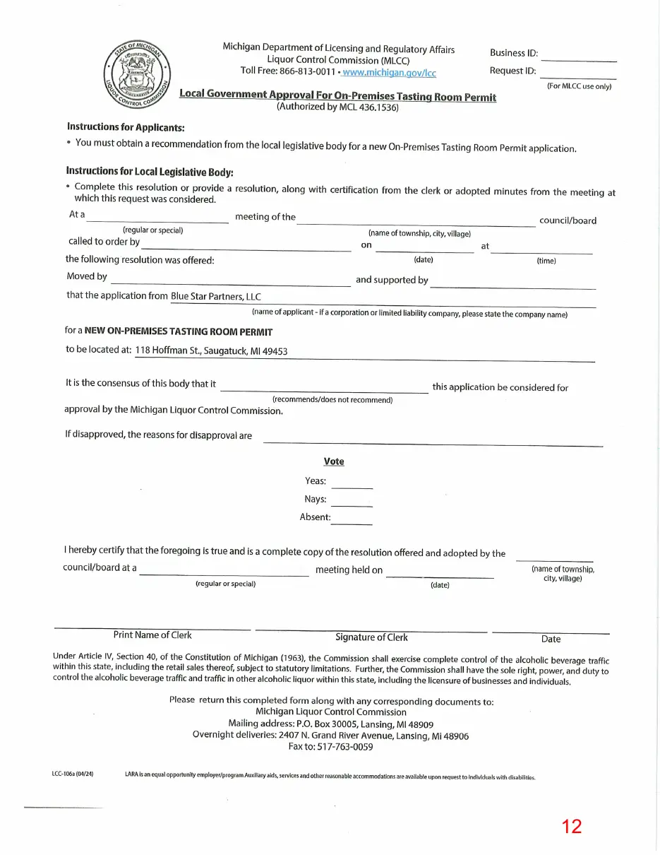 Page 12 of the packet, a scanned page