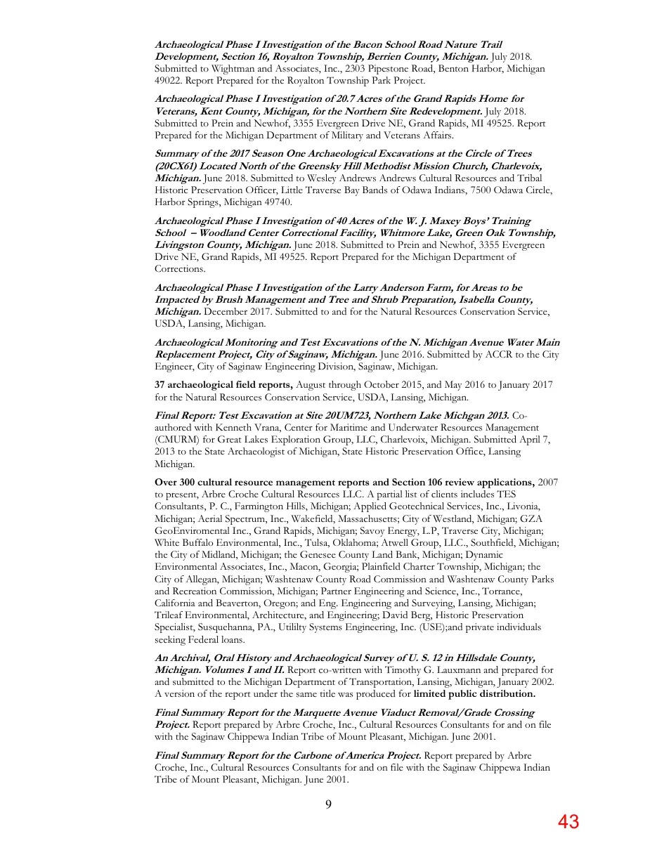 Page 43 of the packet; its text follows