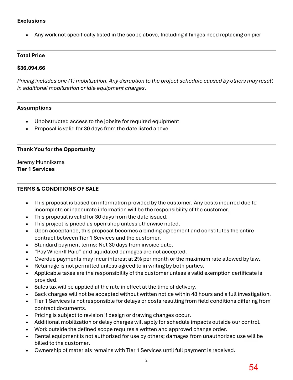 Page 54 of the packet; its text follows