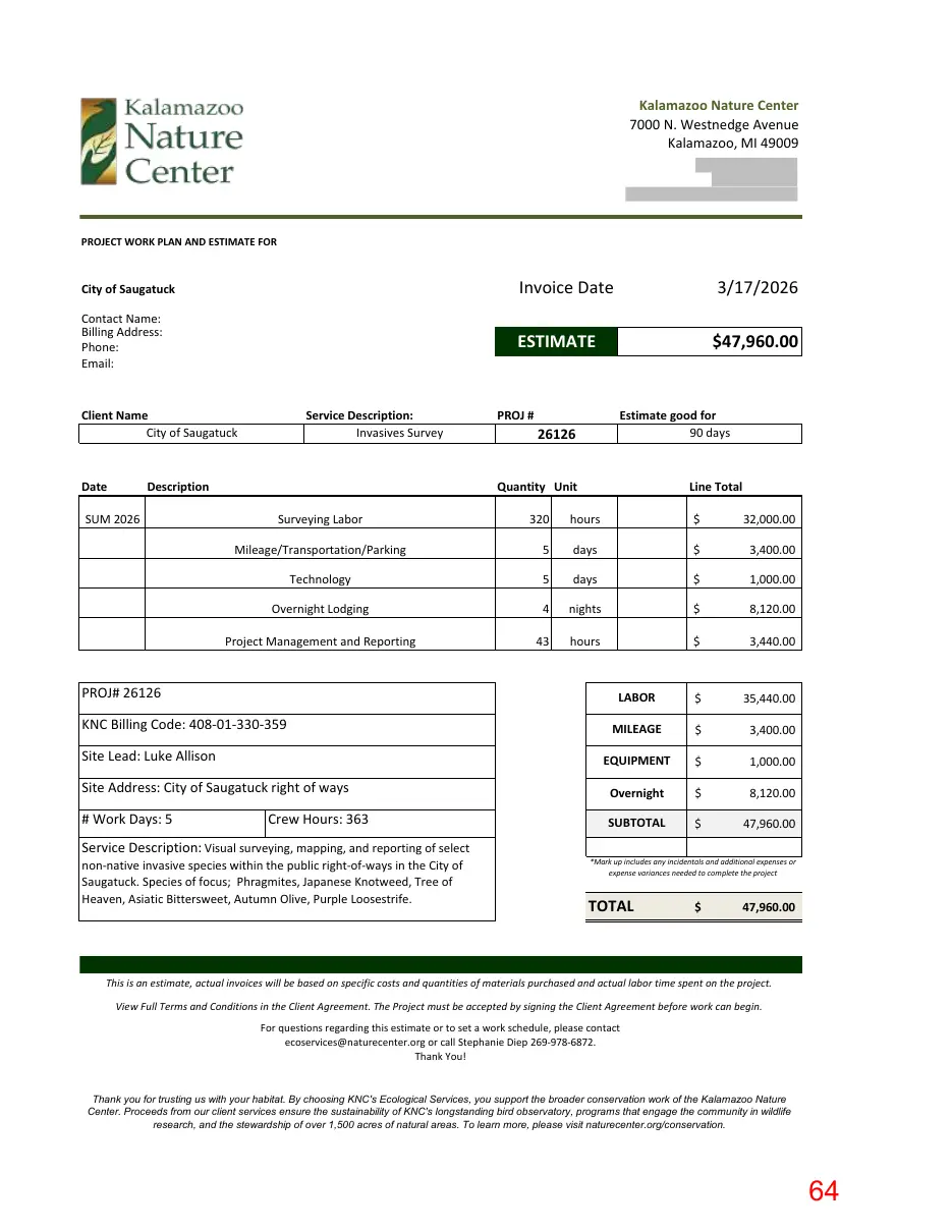 Page 64 of the packet; its text follows