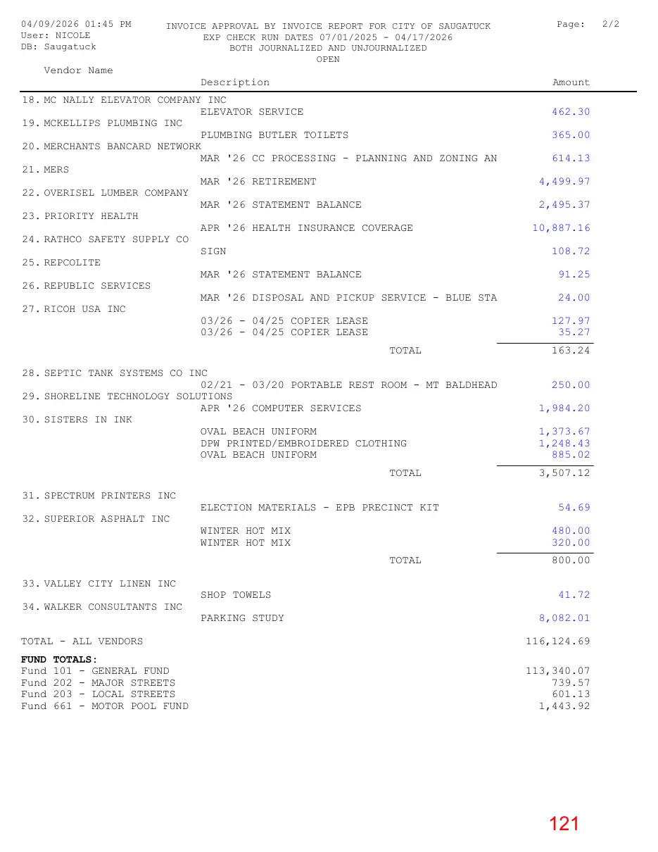 Page 121 of the packet; its text follows