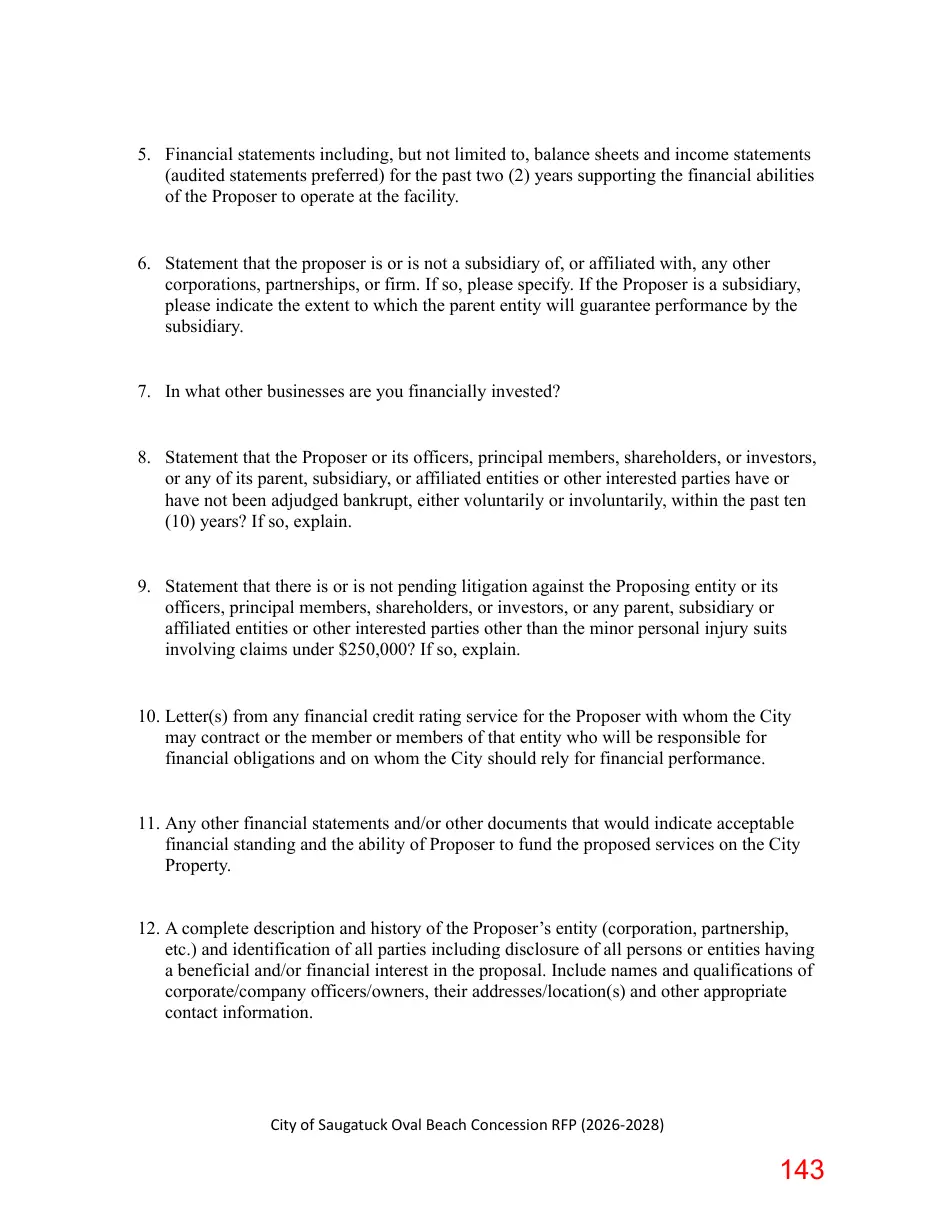 Page 143 of the packet; its text follows