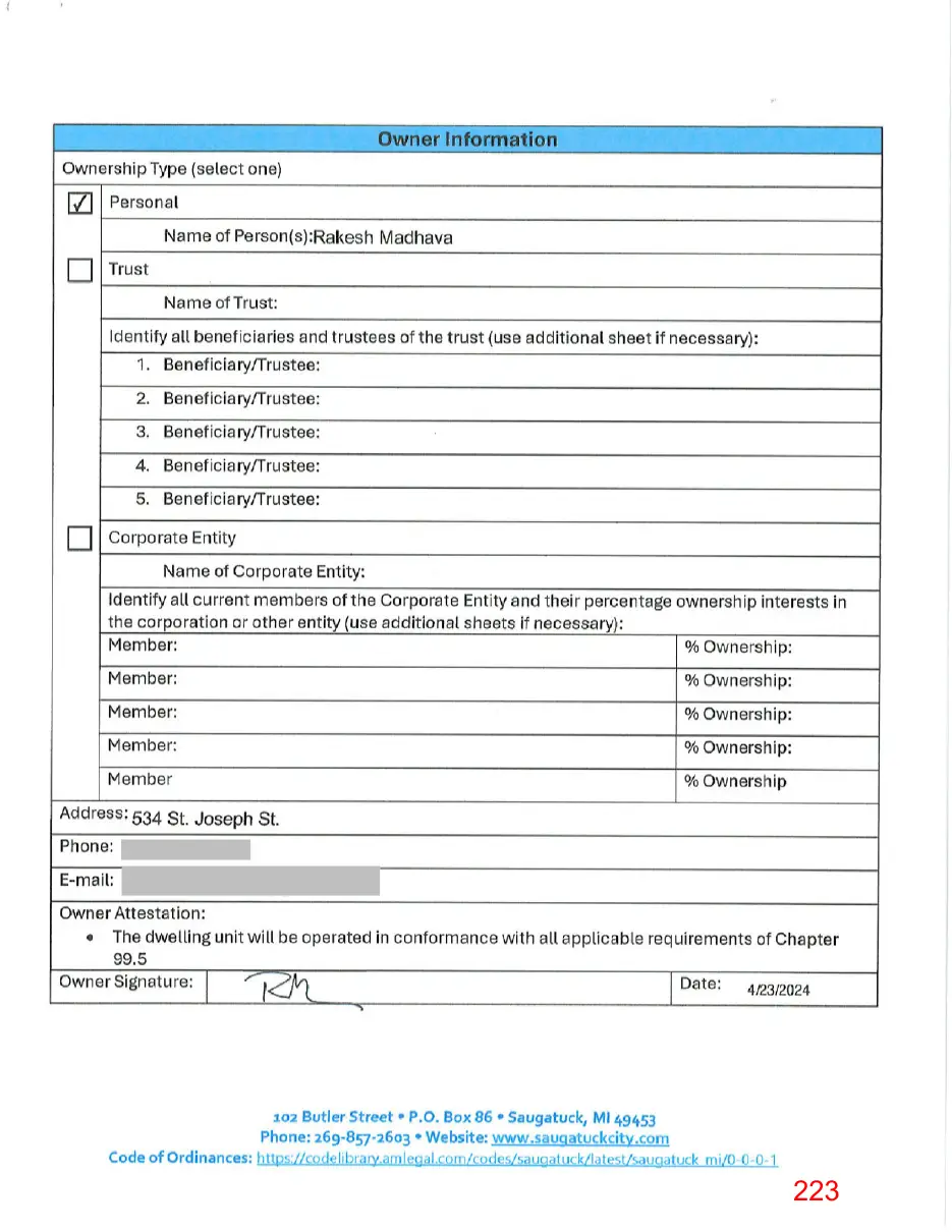 Page 223 of the packet, a scanned page