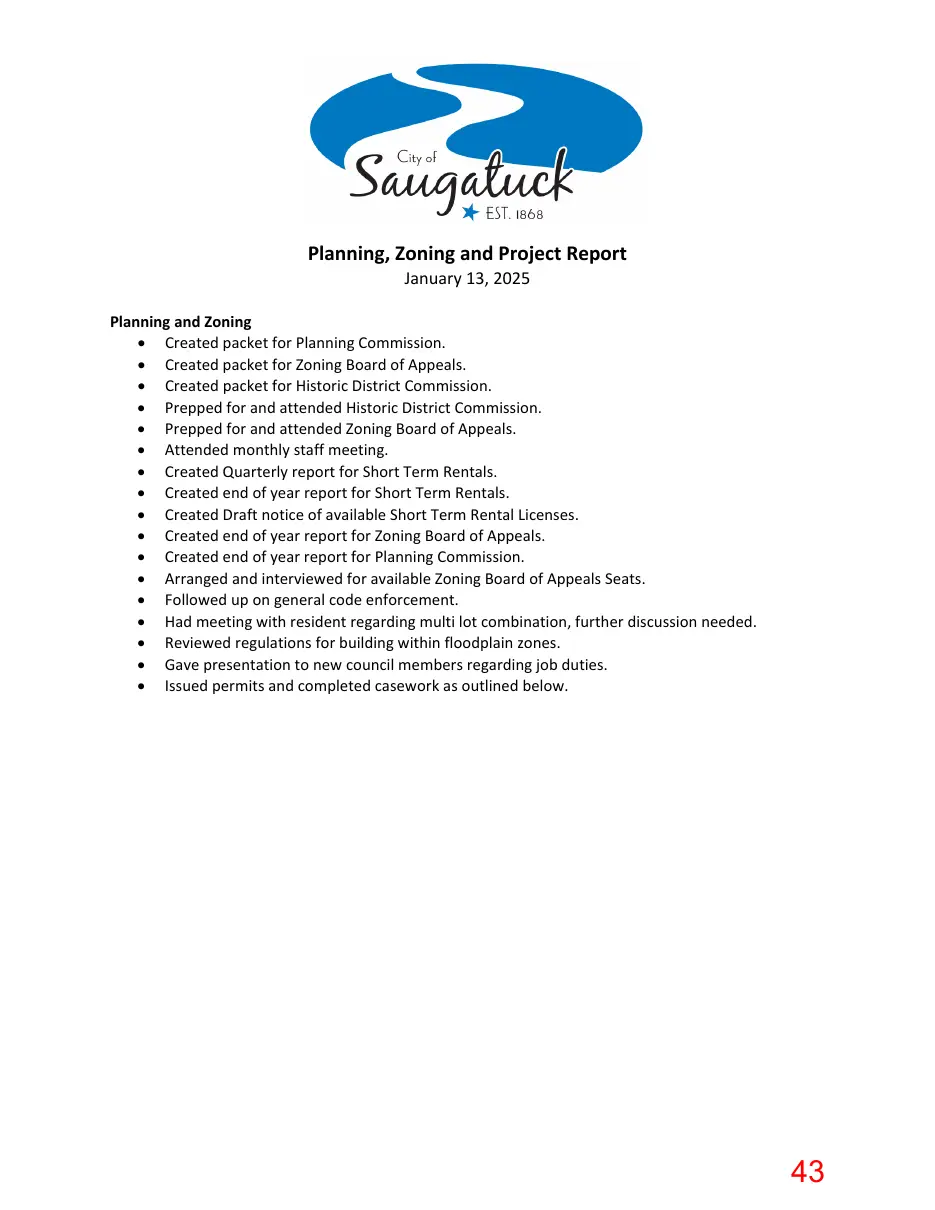 Page 43 of the packet; its text follows