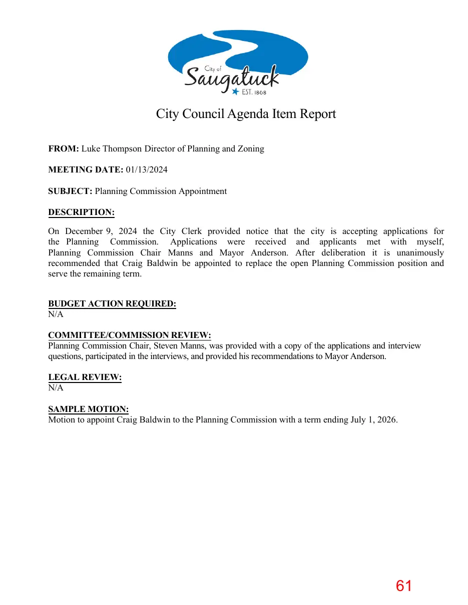 Page 61 of the packet; its text follows