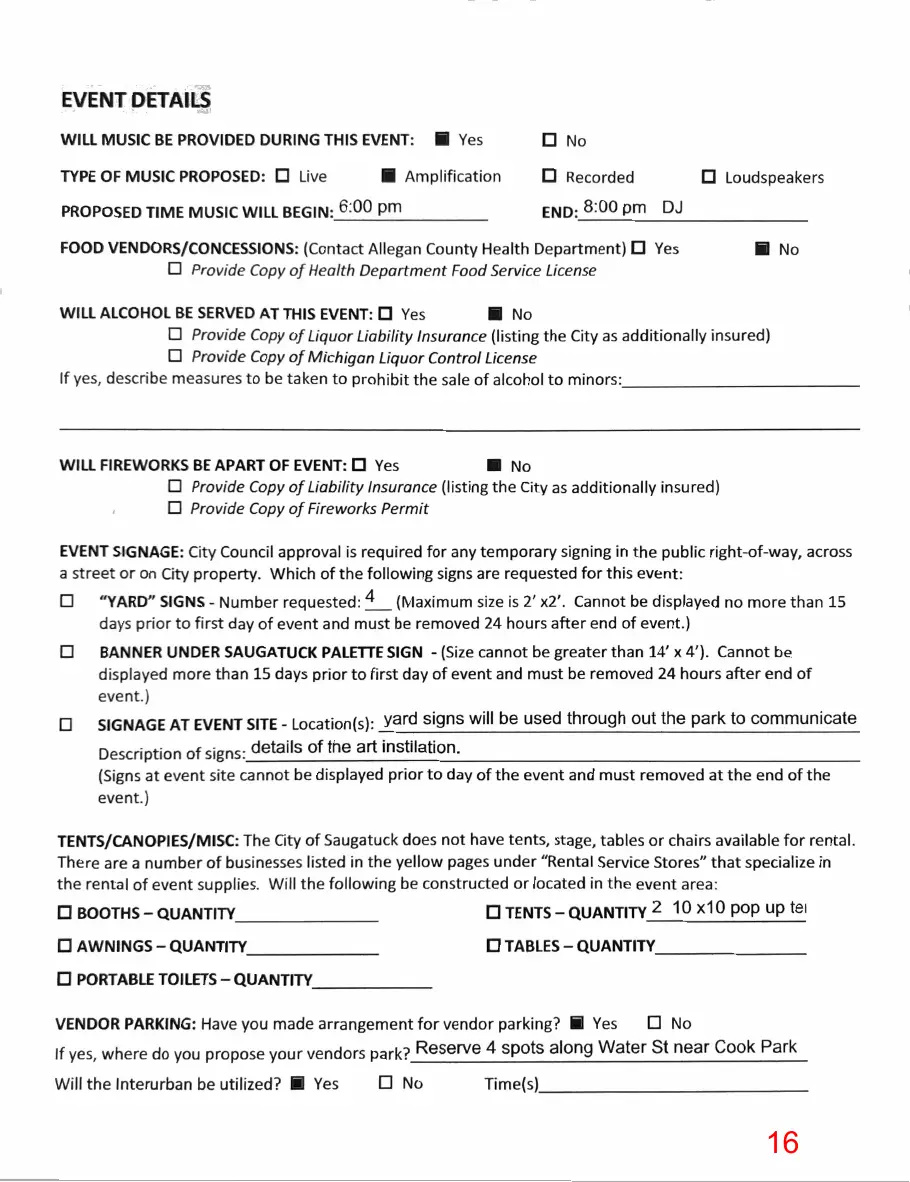 Page 16 of the packet, a scanned page