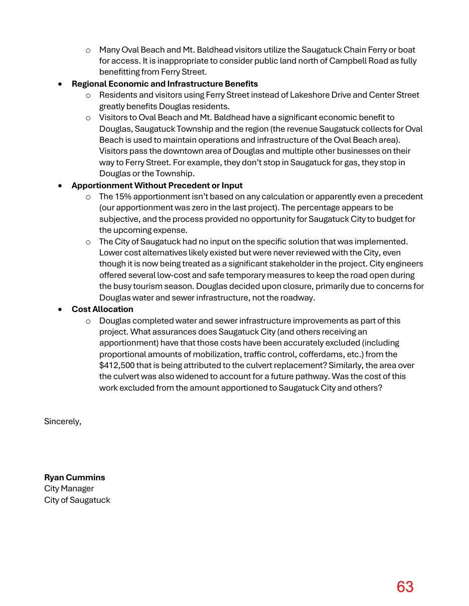 Page 63 of the packet; its text follows