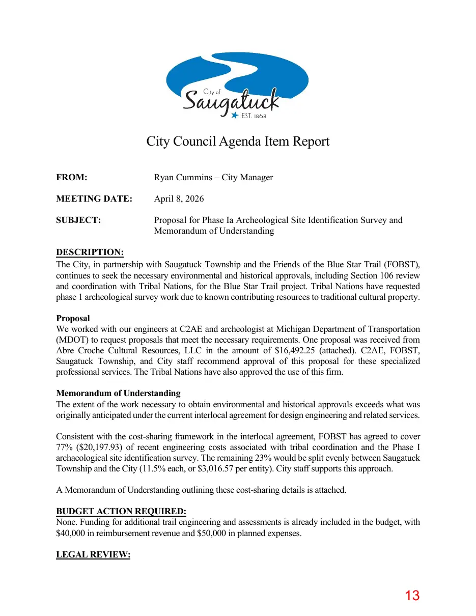 Page 13 of the packet; its text follows
