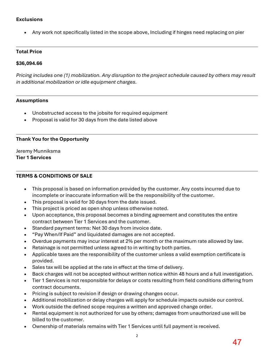 Page 47 of the packet; its text follows