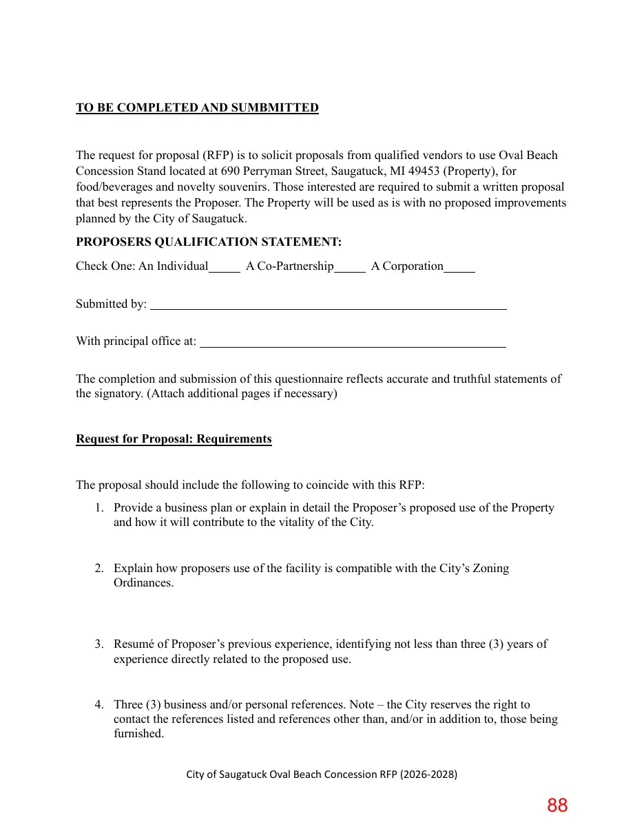 Page 88 of the packet; its text follows