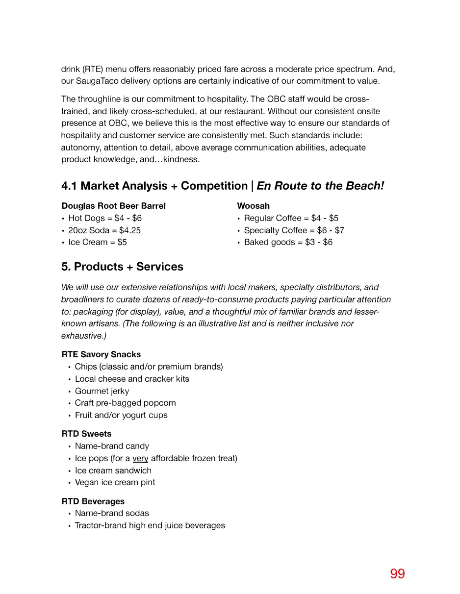 Page 99 of the packet; its text follows