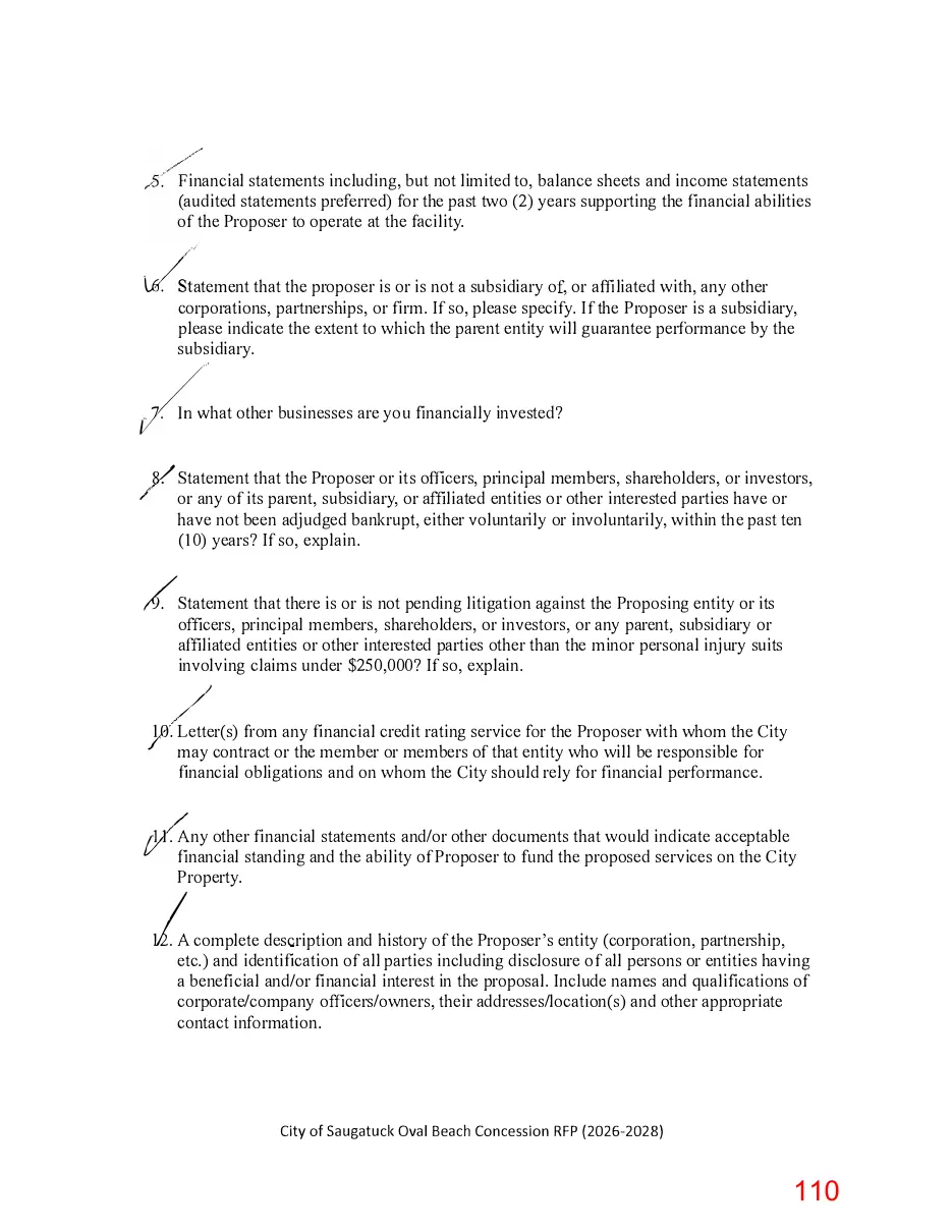 Page 110 of the packet; its text follows