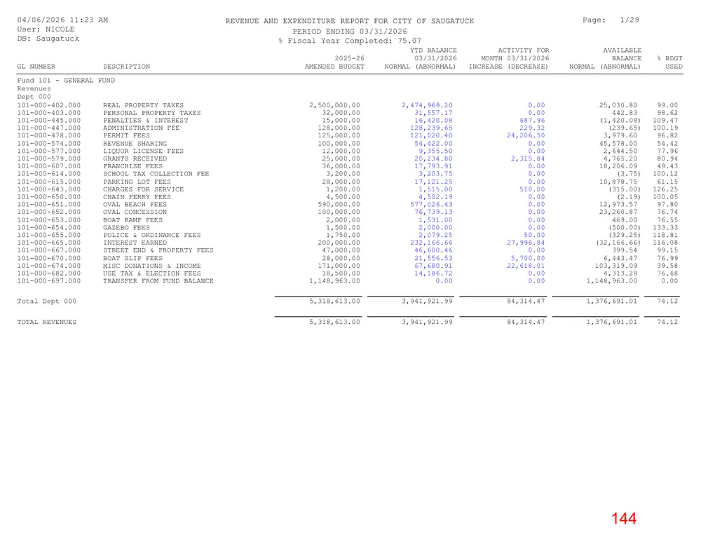 Page 144 of the packet; its text follows