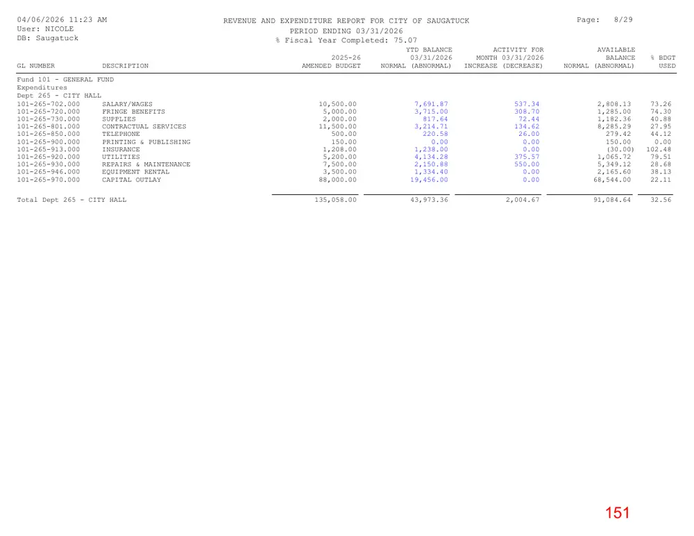 Page 151 of the packet; its text follows