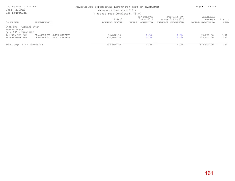 Page 161 of the packet; its text follows