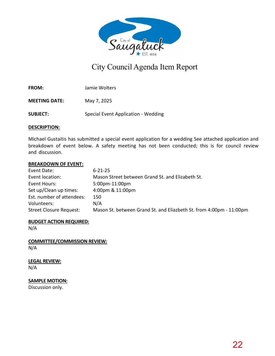 Page 22 of the packet; its text follows