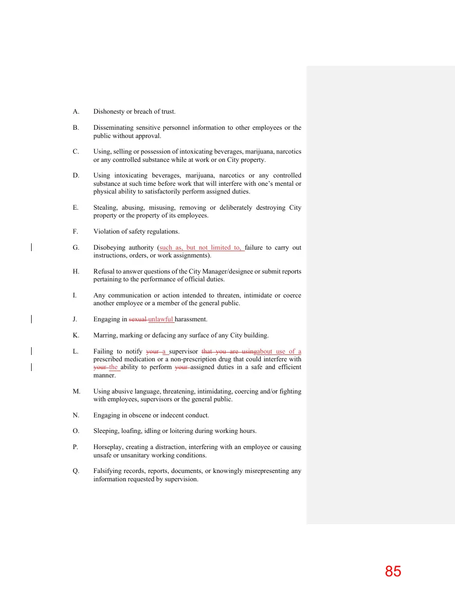 Page 85 of the packet; its text follows