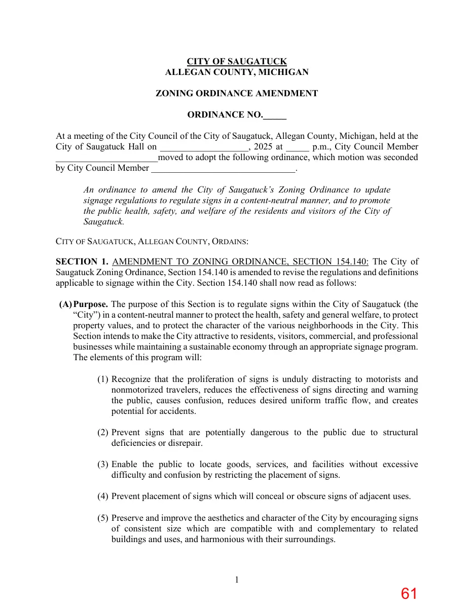 Page 61 of the packet; its text follows