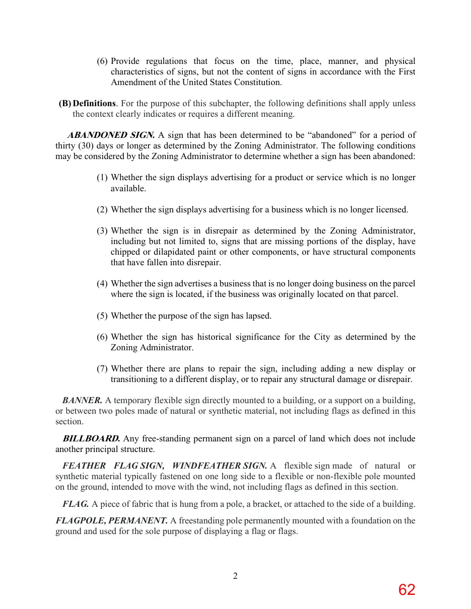 Page 62 of the packet; its text follows