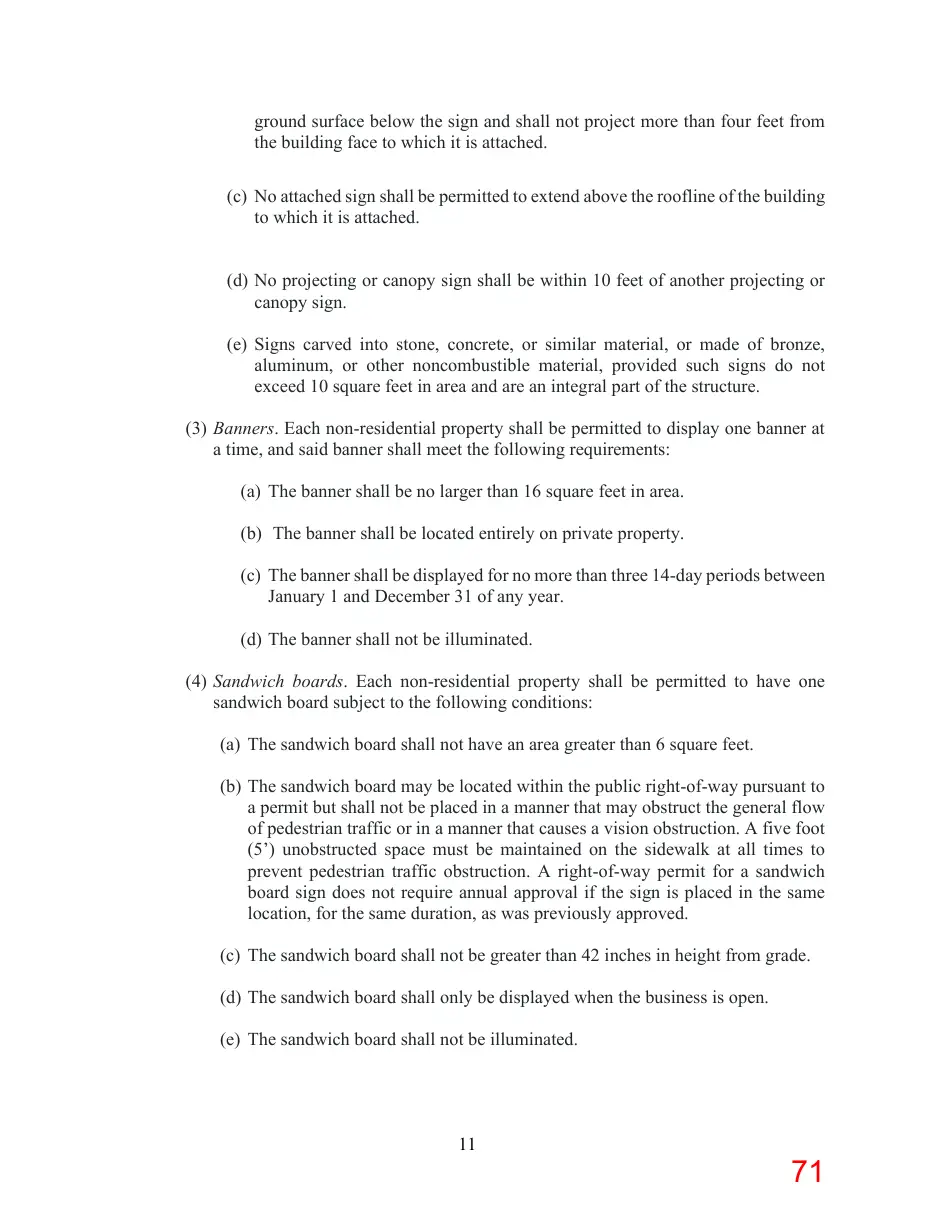 Page 71 of the packet; its text follows