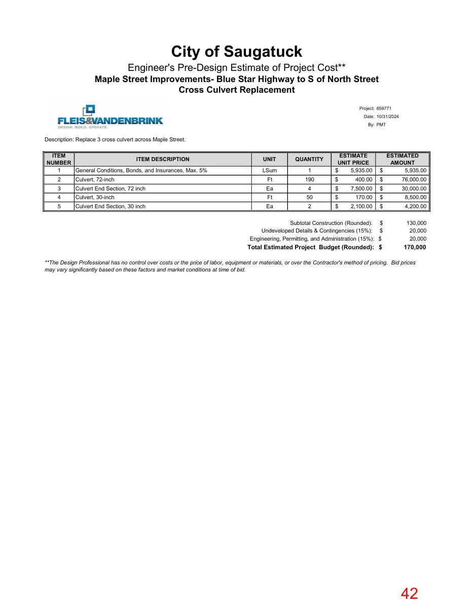 Page 42 of the packet; its text follows