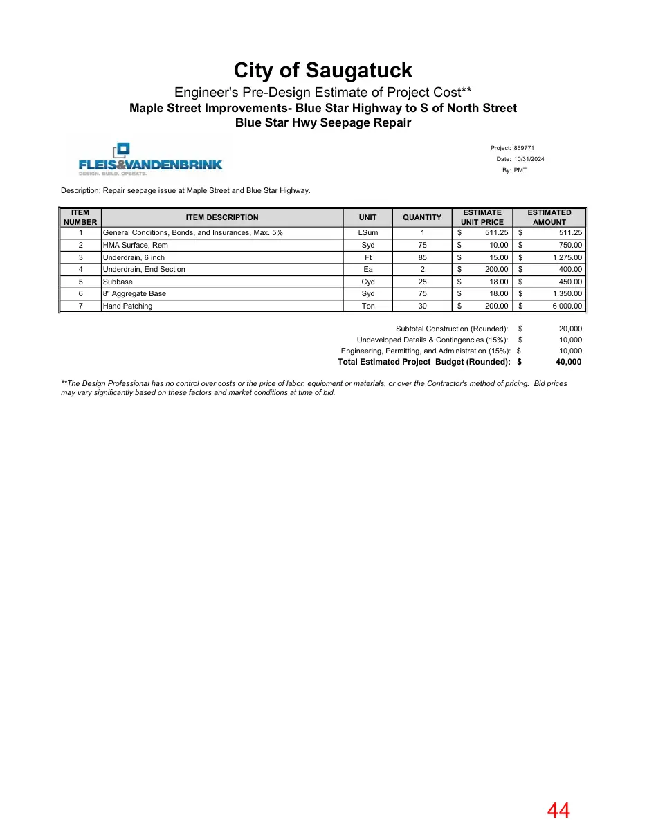 Page 44 of the packet; its text follows