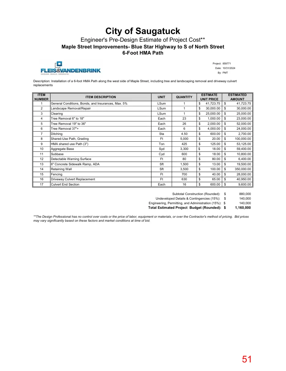 Page 51 of the packet; its text follows