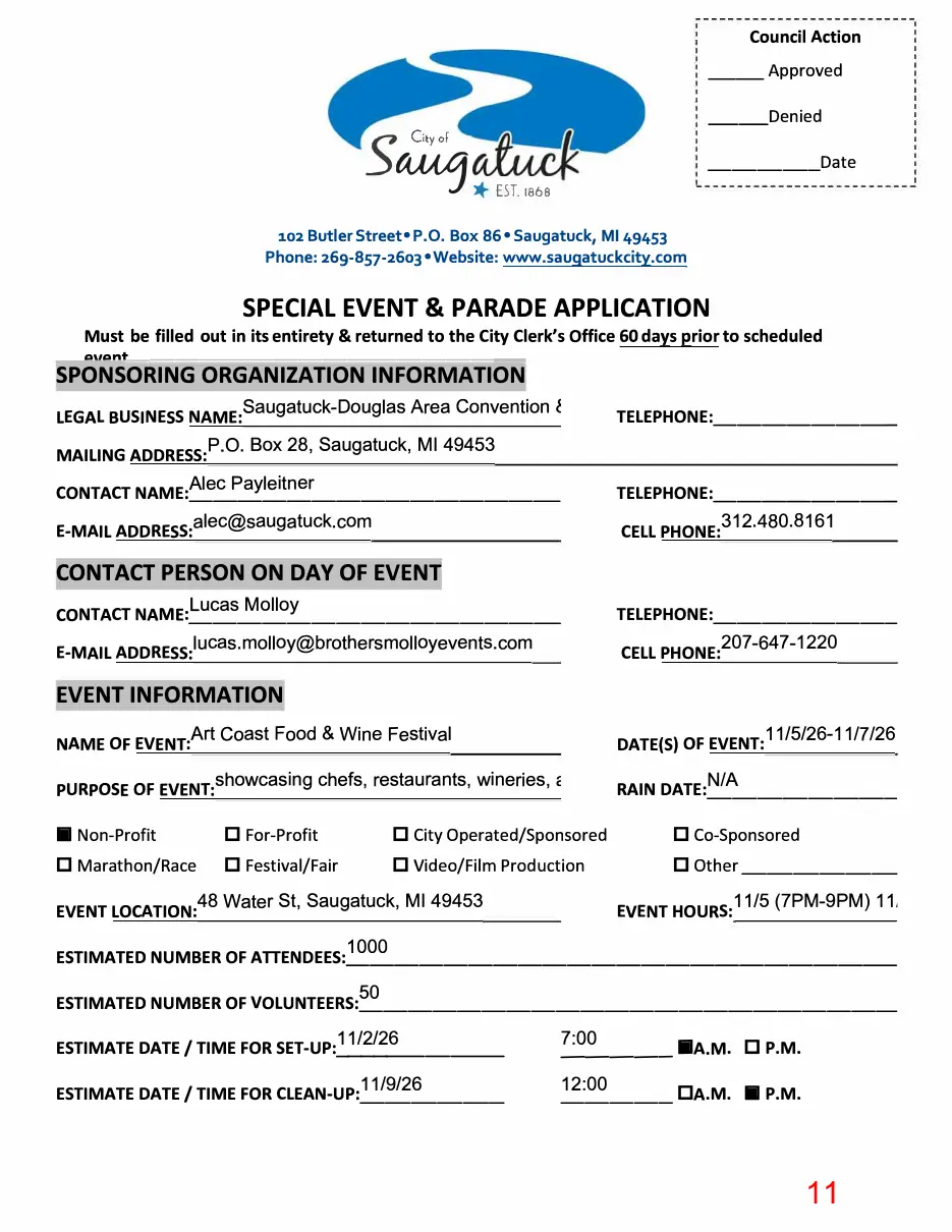 Page 11 of the packet; its text follows